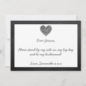 Ben je mijn Bridesmaid? Chalkboard Heart Kaart (Achterkant)