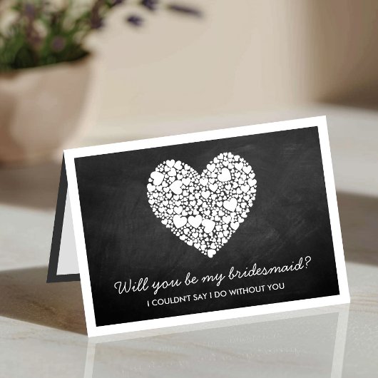 Ben je mijn Bridesmaid? Chalkboard Heart Kaart