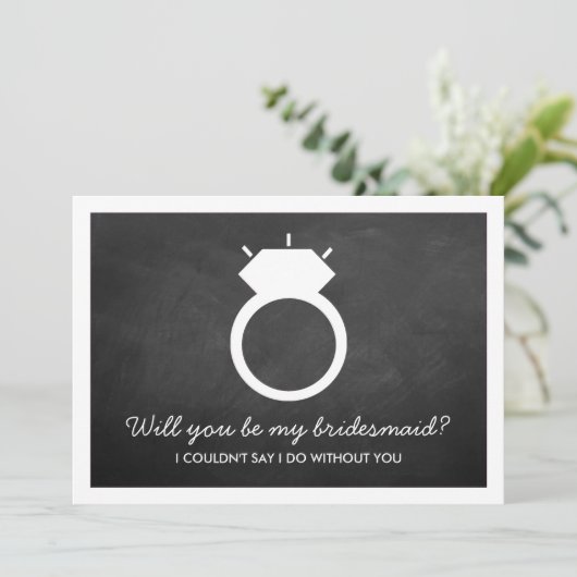 Ben je mijn Bridesmaid? Chalkboard Ring Kaart (Staand voorkant)