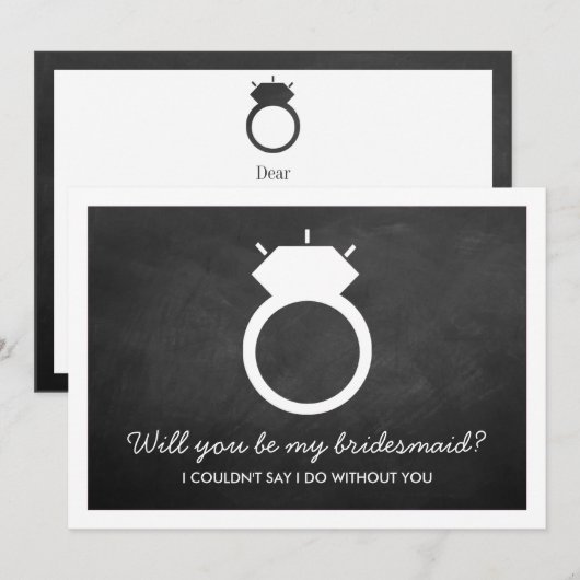 Ben je mijn Bridesmaid? Chalkboard Ring Kaart (Voorkant / Achterkant)