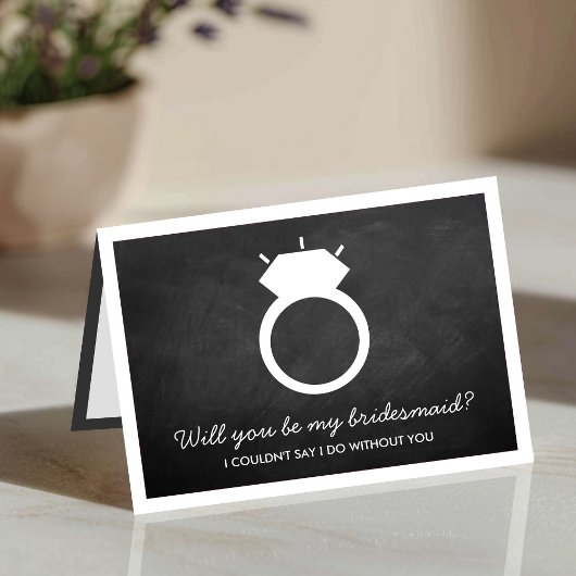 Ben je mijn Bridesmaid? Chalkboard Ring Kaart