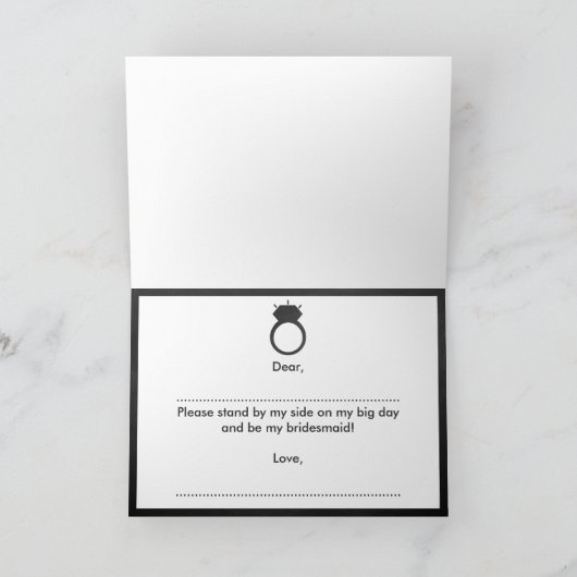 Ben je mijn Bridesmaid? Chalkboard Ring Kaart (Binnen)