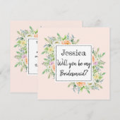 Ben je mijn Bridesmaid? Chic Floral Blooms Kaart (Voorkant / Achterkant)