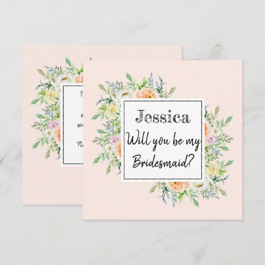 Ben je mijn Bridesmaid? Chic Floral Blooms Kaart (Voorkant / Achterkant)
