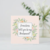 Ben je mijn Bridesmaid? Chic Floral Blooms Kaart (Staand voorkant)