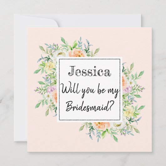 Ben je mijn Bridesmaid? Chic Floral Blooms Kaart (Voorkant)