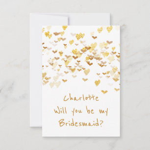 Ben je mijn Bridesmaid? Confetti Golden Hearts Kaart