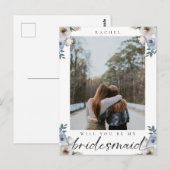 Ben je mijn Bridesmaid Dusty Blue Roos Foto? Briefkaart (Voorkant / Achterkant)
