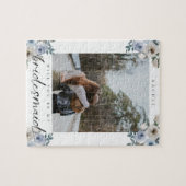 Ben je mijn Bridesmaid Dusty Blue Roos Foto? Legpuzzel (Horizontaal)