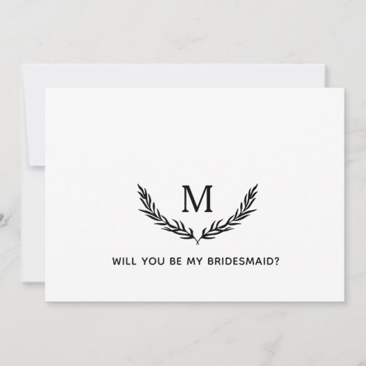 Ben je mijn Bridesmaid? Elegant Monogram Card Kaart (Voorkant)