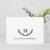 Ben je mijn Bridesmaid? Elegant Monogram Card Kaart (Staand voorkant)