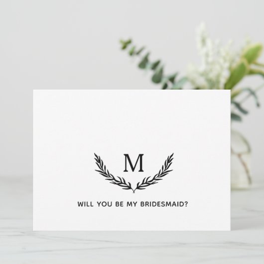 Ben je mijn Bridesmaid? Elegant Monogram Card Kaart (Staand voorkant)