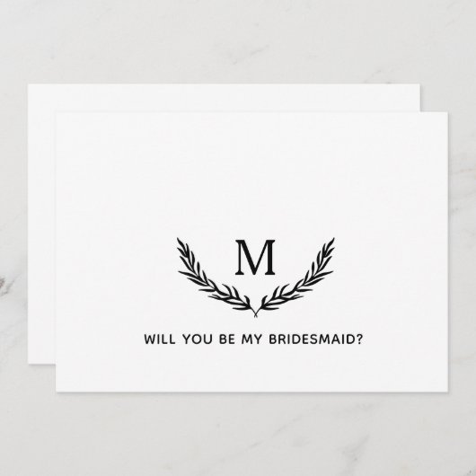 Ben je mijn Bridesmaid? Elegant Monogram Card Kaart (Voorkant / Achterkant)