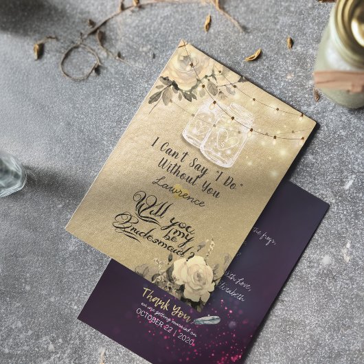 Ben je mijn Bridesmaid Floral Mason Jar Licht? Kaart