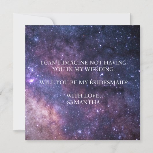 Ben je mijn Bridesmaid? Galaxy bruiloft sterft in Kaart (Achterkant)