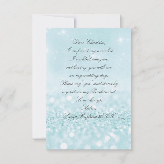 Ben je mijn Bridesmaid? Glitter Blue Pastel Kaart (Voorkant)