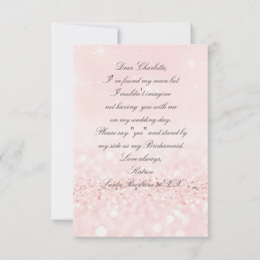 Ben je mijn Bridesmaid? Glitter Blush Pink Kaart (Voorkant)