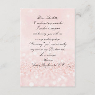 Ben je mijn Bridesmaid? Glitter Blush Pink Kaart