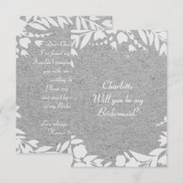 Ben je mijn Bridesmaid? Grey Kraft White Kaart