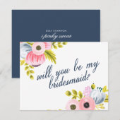 BEN JE MIJN BRIDESMAID? handbeschilderde kaart (Voorkant / Achterkant)