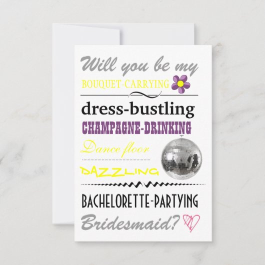 "Ben je mijn Bridesmaid?" Kaart (Voorkant)