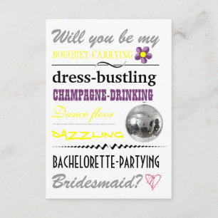 "Ben je mijn Bridesmaid?" Kaart