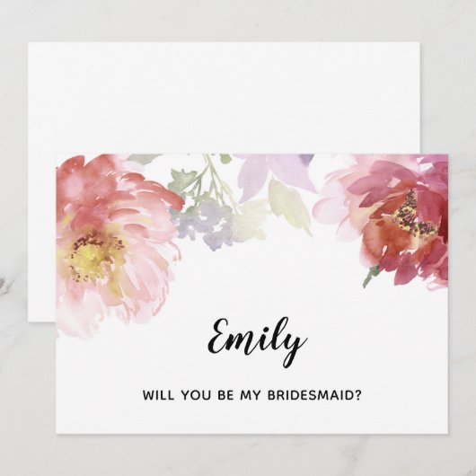 Ben je mijn Bridesmaid? Landbloemen Kaart (Voorkant / Achterkant)