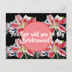 Ben je mijn Bridesmaid? Lily floral Briefkaart
