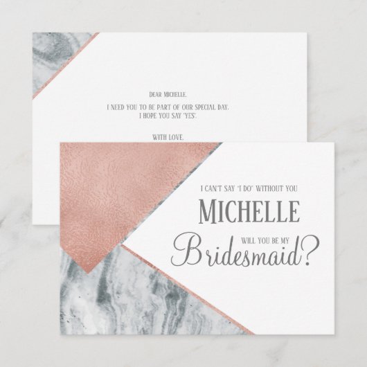 Ben je mijn Bridesmaid? Marmer, bruiloft, Kaart (Voorkant / Achterkant)