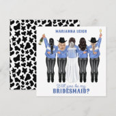 Ben je mijn Bridesmaid? Meisjes in Denim Invitati Kaart (Voorkant / Achterkant)