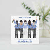 Ben je mijn Bridesmaid? Meisjes in Denim Invitati Kaart (Staand voorkant)