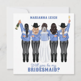 Ben je mijn Bridesmaid? Meisjes in Denim Invitati Kaart