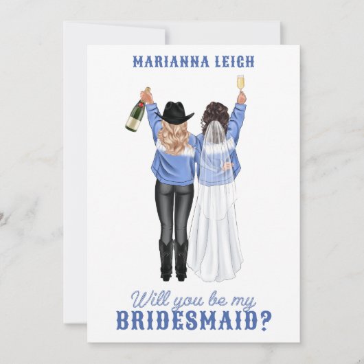 Ben je mijn Bridesmaid? Meisjes in Denim Kaart (Voorkant)