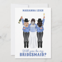 Ben je mijn Bridesmaid? Meisjes in Denim Kaart