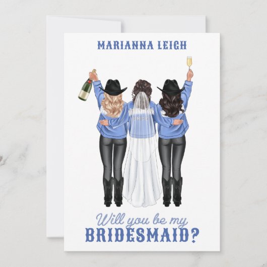 Ben je mijn Bridesmaid? Meisjes in Denim Kaart (Voorkant)