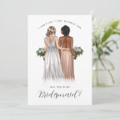 Ben je mijn Bridesmaid? Meisjes in gowns V2 Invit Kaart (Staand voorkant)