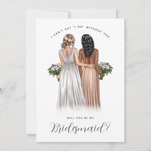 Ben je mijn Bridesmaid? Meisjes in gowns V2 Invit Kaart (Voorkant)