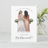 Ben je mijn Bridesmaid? Meisjes in gowns V2 Invit Kaart (Staand voorkant)