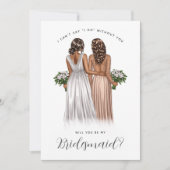 Ben je mijn Bridesmaid? Meisjes in gowns V2 Invit Kaart (Voorkant)