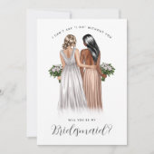 Ben je mijn Bridesmaid? Meisjes in gowns V2 Invit Kaart (Voorkant)