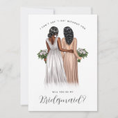 Ben je mijn Bridesmaid? Meisjes in gowns V2 Invit Kaart (Voorkant)