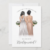 Ben je mijn Bridesmaid? Meisjes in gowns V2 Invit Kaart (Voorkant)