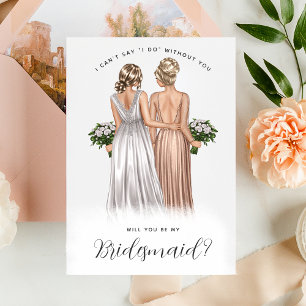 Ben je mijn Bridesmaid? Meisjes in gowns V2 Invit Kaart