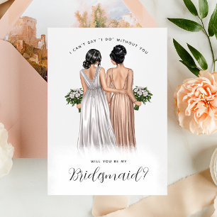Ben je mijn Bridesmaid? Meisjes in gowns V2 Invit Kaart