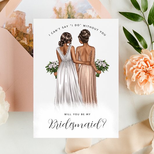 Ben je mijn Bridesmaid? Meisjes in gowns V2 Invit Kaart