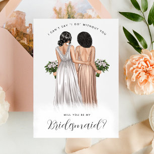 Ben je mijn Bridesmaid? Meisjes in gowns V2 Invit Kaart