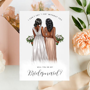 Ben je mijn Bridesmaid? Meisjes in gowns V2 Invit Kaart