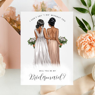 Ben je mijn Bridesmaid? Meisjes in gowns V2 Invit Kaart
