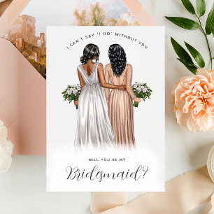 Ben je mijn Bridesmaid? Meisjes in gowns V2 Invit Kaart