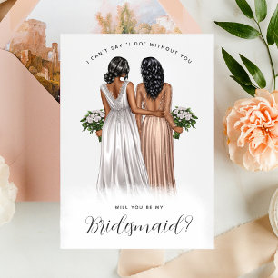 Ben je mijn Bridesmaid? Meisjes in gowns V2 Invit Kaart